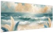 Kép – Festett strand lágy színekben (120x50 cm)