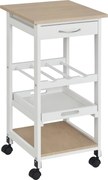 HOMCOM Konyhai Kocsi 4-Szintes Tálalókocsi Kerekekkel Fiók Polcok Borállvány Konyhai Tárolásra Lakásba Étkezőbe 37x37x76 cm Fehér | Aosom