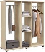 HOMCOM Mobil Ruhásszekrény 6 Kerekességgel, 120L x 40W x 128H cm, Természetes fa | Aosom