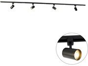 Modern sínrendszer 4 spotlámpával fekete 1 fázisú - Iconic Yade