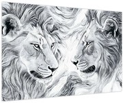 Kép - Rajzolt oroszlánfejek (90x60 cm)