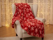 Karácsonyi mikroplüss sherpa pléd FROSTY FLAKES, piros Méret: 200 x 220 cm