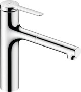 Mosogató csaptelep Hansgrohe Zesis M33 kihúzható zuhannyal, 2 áram króm 74822000