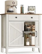 Tálalószekrény magasságban állítható polccal, 40 x 80 x 80 cm, fehér és mézbarna