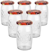 6 darabos befőttesüveg-készlet fedéllel, Gyümölcs,335 ml