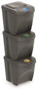 Szürke gyűjtemény szelektált hulladékhoz II, 3 x 25 l, szürke