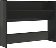 vidaXL magasfényű fekete szerelt fa fali cipősszekrény 80 x 18 x 60 cm