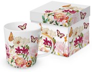 Virágos pillangós porcelán bögre 400 ml díszdobozban Illusion