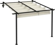 Outsunny Patio Pergola kb. 3x3m Kerti Pavilon Alumíniumból, Fali Felszerelésű Kerti Pavilon Állítható Tetővel, Napsütés Elleni Védő Tető Kerti Teraszr