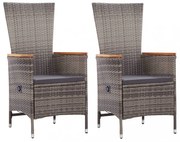 2 db szürke polyrattan kültéri szék párnával