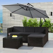 Juskys Punta Cana M kerti rattan szett – fekete/antracit párnák