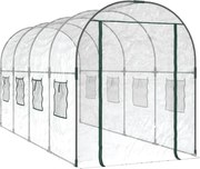 vidaXL átlátszó PVC és porszórt acél melegház 160 x 400 x 190 cm