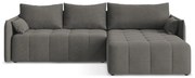 Sötétszürke kinyitható-tárolóhelyes sarokkanapé (jobb oldali-heverő résszel) Moku – Makamii