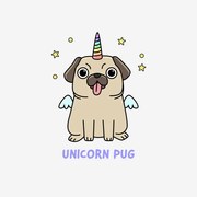 Illusztráció Funny unicorn pug, Panuwach