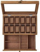 12 rekeszes óratartó doboz rusztikus dió színben