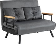 HOMCOM Kihúzható Kanapé, Ágyfunkcióval, Fekvőszék Hátpárnával, Kárpitozott Kanapé Állítható Támlával, Szövet Hatás, 102Sz x 73M x 81Ma, Sötét Szürke |
