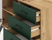 LUGO LU02 Komód Artisan Tölgy/Sötét Zöld Színben