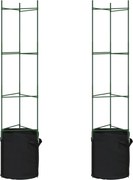 vidaXL 2 db acél és polipropilén paradicsomketrec növényzsákkal 154 cm