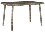 téglalap szürke polyrattan kerti dohányzóasztal 60x40x37cm