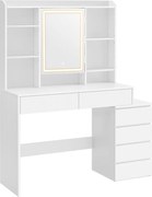 Fésülködőasztal LED-es tükörrel, modern stílus, felhőfehér