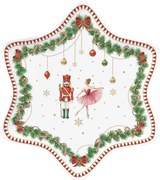 Karácsonyi porcelán csillag alakú tálca diótörős díszdobozban Magie de Noel