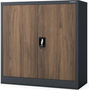 Alacsony fém irattartó szekrény BEATA, 900 x 930 x 400 mm, Eco Design: antracit/ dió