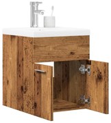 2 részes antik fa színű szerelt fa fürdőszobai bútorszett