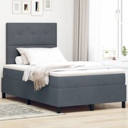 Box Spring Ágy Matrac Sötétszürke 120x200 cm Bársony