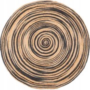 Kültéri juta szőnyeg örvény fekete-bézs 120cm kör