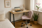 Dolgozószobai szett – összecsukható íróasztal ZARIMO 80×40 cm sonoma tölgy + irodai szék AVOLA VELVET rózsaszín