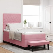Box Spring Ágy Matraccal és Paddal Rózsaszín 90x190 cm Bársony