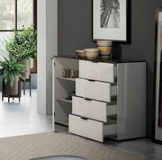 Stone 4 fiókos, 1 ajtós komód fehér 120cm