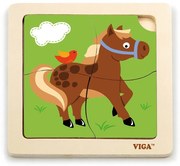 Fa képes kirakó puzzle Viga 4 db lovacska