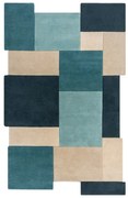 Kék-bézs gyapjú szőnyeg 150x240 cm Abstract Collage – Flair Rugs