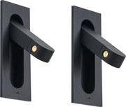 2 darabos modern fekete fali lámpa szett LED-del és USB-C porttal - Hilton