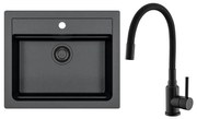 ALVEUS SETA23228 - konyhai mosogató ATROX+mosogató csaptelep MINTAS 34cm gránit/fekete
