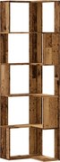 vidaXL 5 szintes antik fa szerelt fa sarok könyvespolc 50 x 50 x 179cm