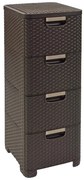 Sötétbarna műanyag magas fürdőszoba szekrény 33x79 cm Rattan – Curver