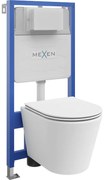 Mexen WC süllyesztett szett Fenix Slim keret WC csészével Rico és lecsukódó WC-ülőkével, matt fehér - 61030724001