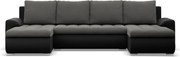 Tokio U alakú sarokkanapé, 3 ágyneműtartóval, bársony + műbőr, univerzális oldal, szürke - fekete