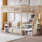 Gyerekágy Fenyő emeletes ágy Lépcsőszekrény 140x200cm fenyő