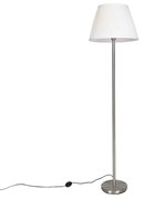 Modern állólámpa acélból fehér, redőzött búrával 45 cm - Simplo