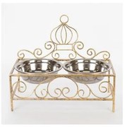 Állvány két rozsdamentes acél tállal