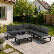 Furnigo Kerti fém szett Malaga - fekete/antracit párnák