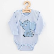 Baba hosszú ujjú body New Baby Happy Elephant blue, vel. 80 (9-12 h)