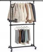 Dupla ruhaakasztó kihúzható felső sínnel gurulós 113-180-as méretben