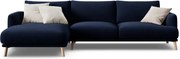 Sötétkék bársony sarokkanapé (bal oldali-heverő résszel) Naomi – Micadoni