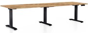OfficeTech Long állítható magasságú asztal, 260 x 80 cm, fekete alap, arany tölgy