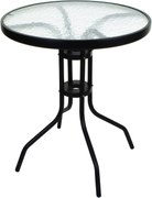 Kerek kerti asztal üveglappal ISLAND 60 cm, fekete