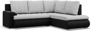 Tokio sarokkanapé, L alakú háttámlával, 2 ágyneműtartóval, fonott + műbőr, jobboldali, szürke - fekete